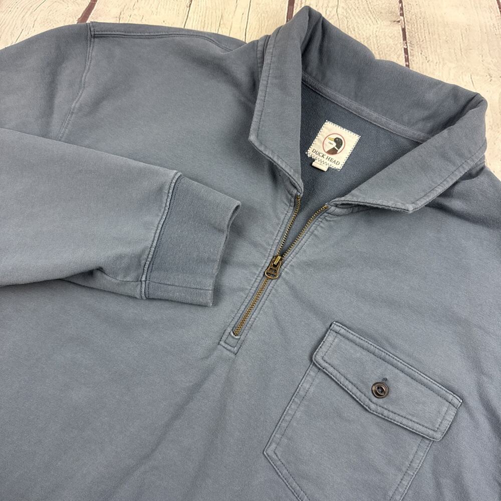 Duck Head Sweater Men's XL Navy 1/4 Zip Mock Pullover Long Sleeves